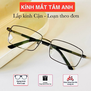 Gọng kính kim loại nam nữ mắt vuông full viền gọng làm kính cận , kính viễn thị