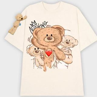 Áo thun Đính Gấu TEEDY phông cotton unisex nam nữ form rộng cổ tròn ulzzang áo đính gấu - ATQ 212 FID ( Tặng Kèm Gấu )