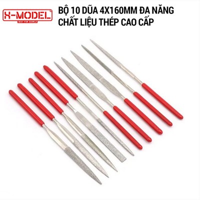 Dụng cụ làm mô hình Gundam X-MODEL XM11 bộ 5 cây dũa, 10 cây dũa kim loại cao cấp, chống rỉ cao