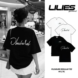 Áo thun trắng nữ oversize, áo thun PLEASURE cổ tròn basic hiện đại cá tính, chất cotton dày dặn