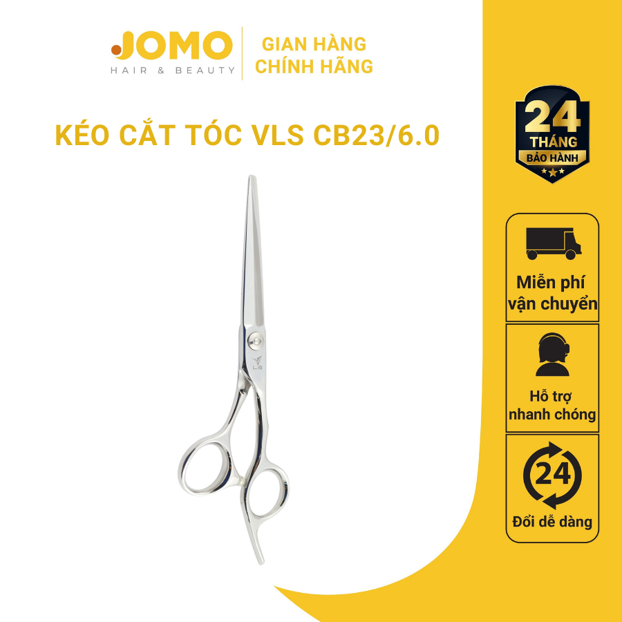 Kéo cắt tóc VLS lưỡi thẳng quai offset vênh đỡ ngón cố định CB23/6.0 size 6.0 inches - Jomo Hair & B