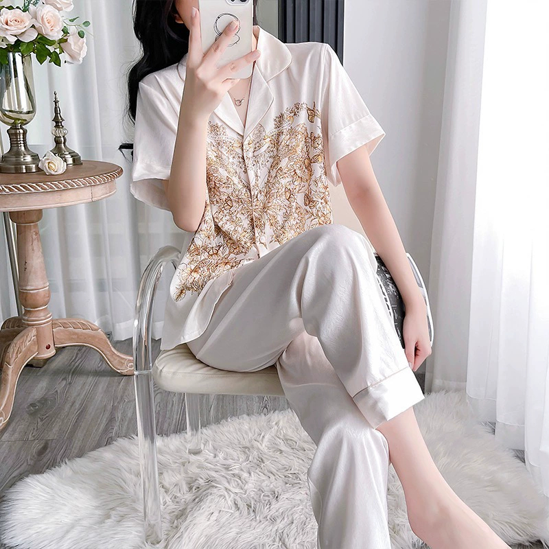 Bộ Pijama Nữ Bộ Lụa Mặc Nhà Chất Liệu Cao Cấp Siêu Mát Mềm Mịn ELSA PIJAMA