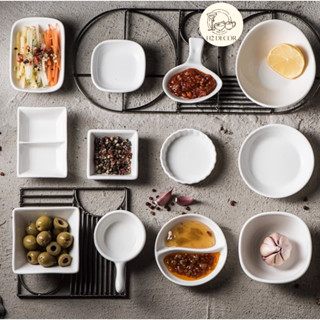 Chén chấm, chén đựng nước sốt màu trắng men cao cấp -H2decor