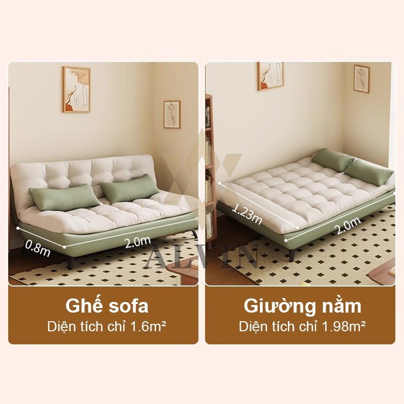 ALVIN Ghế Sofa Đôi Phòng Khách Kiểu Gấp 150cm Phong Cách Kem Đệm Bông Sữa 2025 Ghế Sofa Giường 3in1 | BigBuy360 - bigbuy360.vn