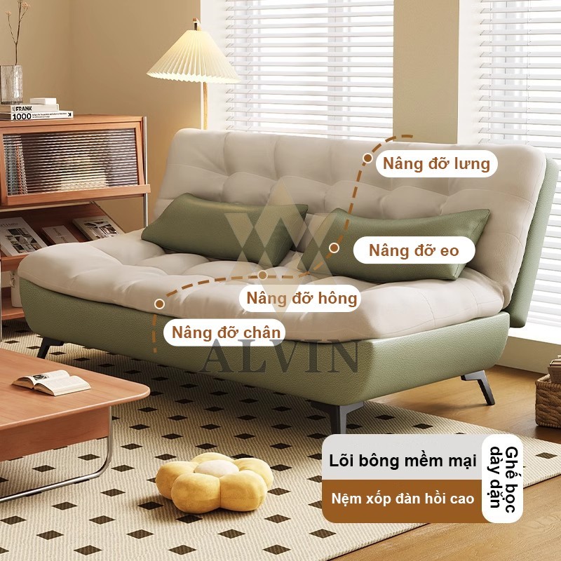 ALVIN Ghế Sofa Đôi Phòng Khách Kiểu Gấp 150cm Phong Cách Kem Đệm Bông Sữa 2025 Ghế Sofa Giường 3in1 | BigBuy360 - bigbuy360.vn
