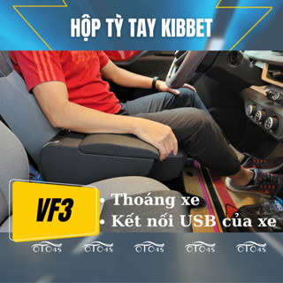 Hộp tỳ tay VF3 Kibbet dáng ngắn - Bệ tỳ tay Vinfast VF3 -Tự lắp 3s -Không khoan vít - Ko vướng ghế