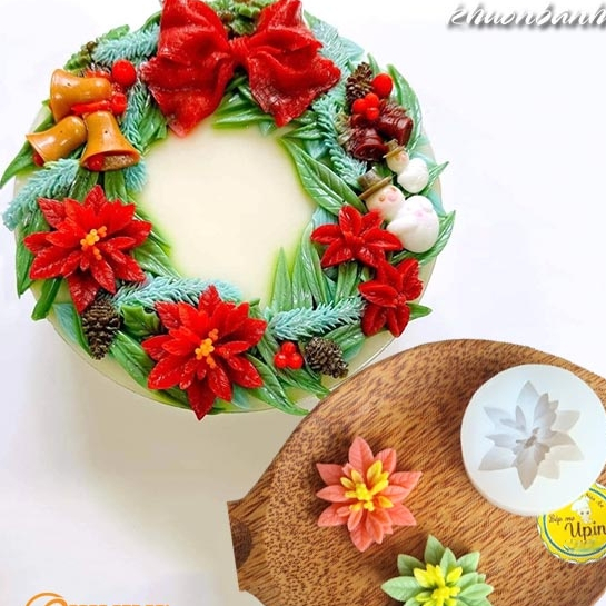 Khuôn silicon hoa trạng nguyên mẫu 3 khuôn noel làm bánh ngọt