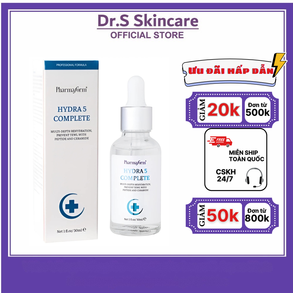 Tinh chất vitamin B5 dưỡng ẩm
phục hồi da Pharmaform Hydra 5 Complete Serum 30ml