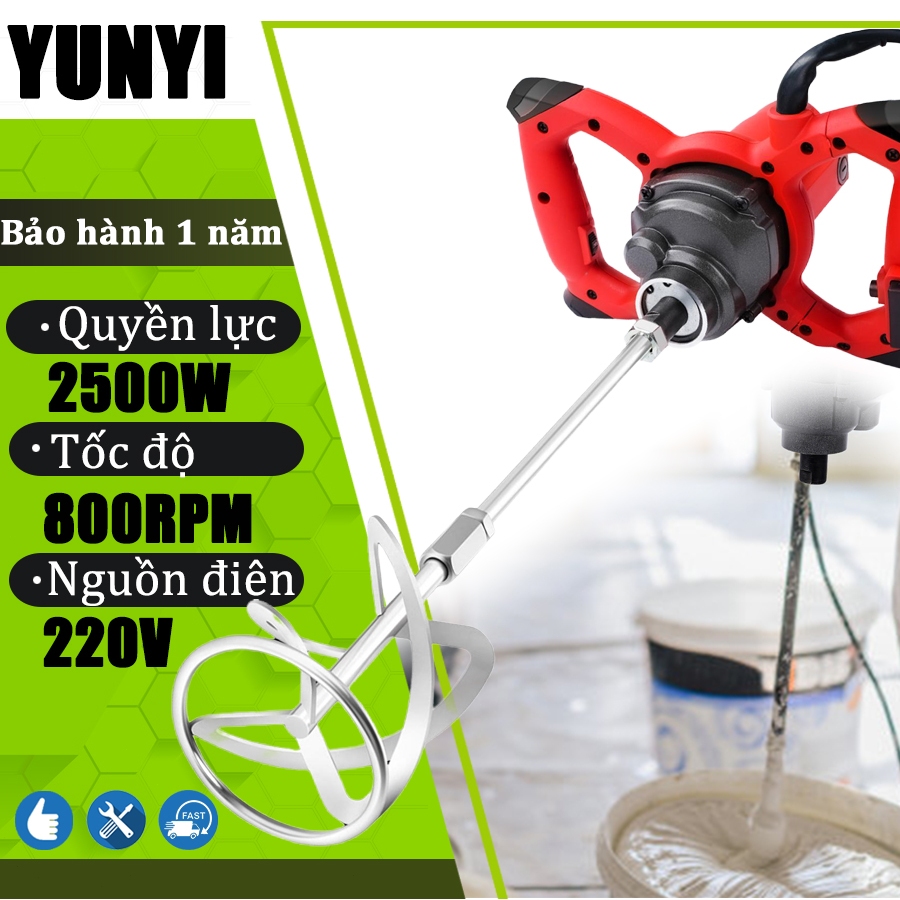 Máy Trộn Bê Tông Điện 2500W Máy Khuấy Trộn Bê Tông Cầm Tay Tốc Độ Cho Vữa Sơn Bùn Vữa 800RPM