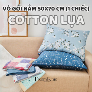 Vỏ Gối 50x70cm Cotton Lụa (1 cái) Áo Gối Nằm Lót Bông Đẹp Có Khóa Kéo Không Phai Xù Dreamhomebedding