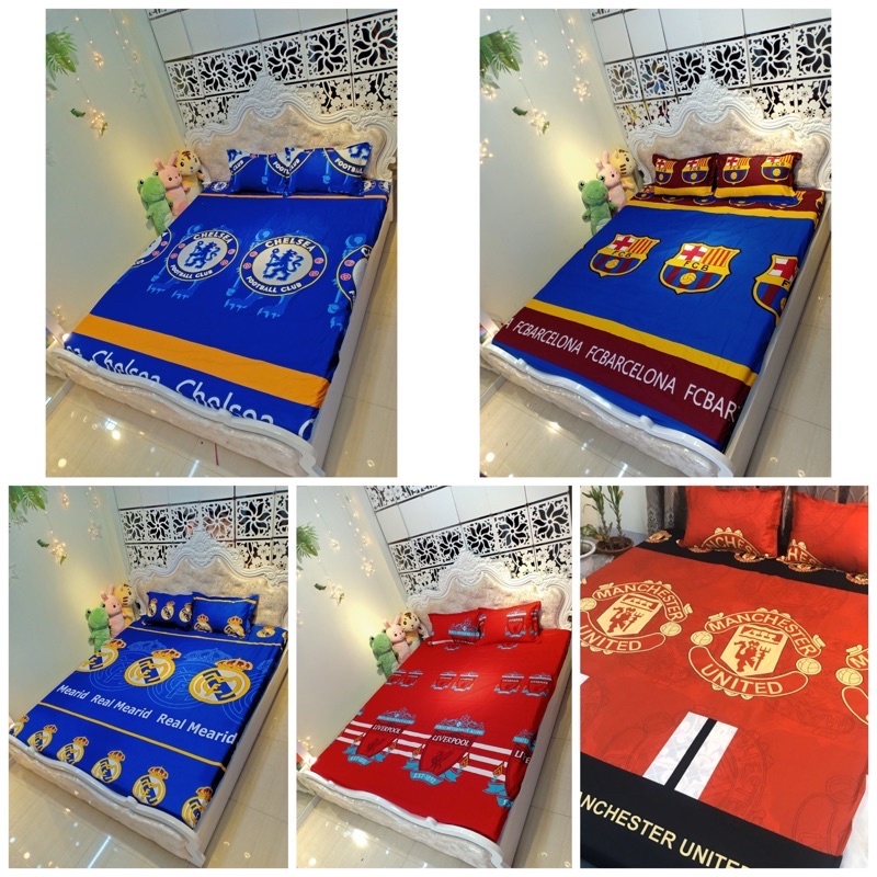 Bộ Ga Gối CLB Bóng Đá ( 1ga+2vỏ gối+1 vỏ gối ôm) - Xưởng chăn ga gối