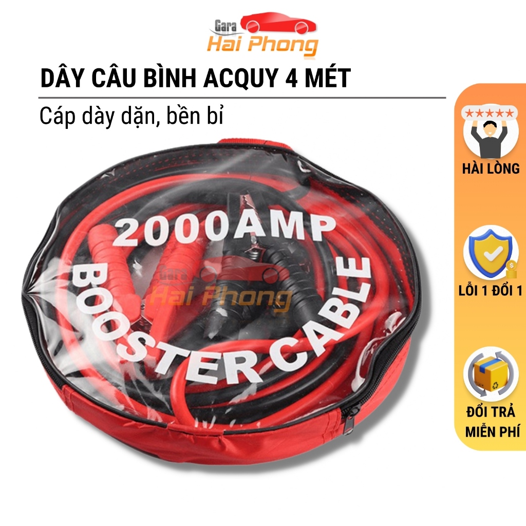 Bộ Dây Cáp Câu Bình Ắc Quy Xe Hơi Ô Tô 12V Xe Tải 24V Đường Kính Ruột Dẫn 0.30mm Chiều Dài 4 Mét
