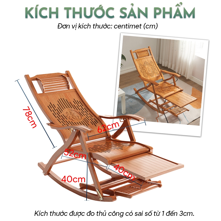 ( Hàng Có Sẵn) Ghế Tre Bập Bênh Thư Giãn Có Massage Chân Làm 100% Tre Carbon Hóa Chịu Tải 500KG