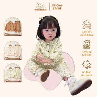Bộ pijama bé gái phối bèo Unbee cho bé từ 9 tháng đến 4 tuổi chất liệu cotton mềm thoáng khí