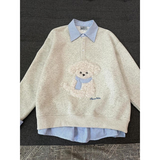【Ảnh Thật shop】Áo Nữ Dài Tay Cổ Sơ Mi Polo Thời trang siêu xinh giả 2 lớp cổ sơ mi xinh