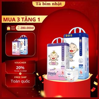 (Mua 3 tặng 1)Combo 3 bịch Tã/Bỉm Youli Tý Quậy đủ size S72,Md/q66,L60,XL54,XXL50,XXXL46