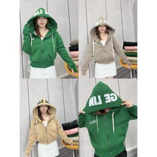  Áo Khoác Nỉ - Áo Khoác Nữ GELIN Form Lửng Thêu Chữ 4 Túi Nón To Tay Xỏ Ngón fullsize Dưới 70kg - TheBoyStore 