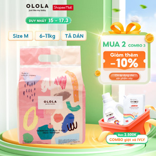 COMBO 3 Bịch Tã/Bỉm Dán OLOLA Skin Fit Size M 24 Miếng Hàn Quốc Cho Bé Từ Sơ Sinh, Mỏng Nhẹ, Mềm Thoáng, Thấm Hút Nhanh