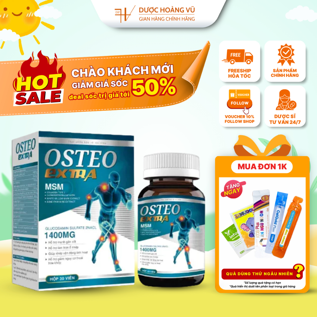 [DATE 2/2026] Viên Uống Xương Khớp OSTEO EXTRA - Hỗ trợ mạnh gân cốt, giúp làm trơn ổ khớp, giảm đau