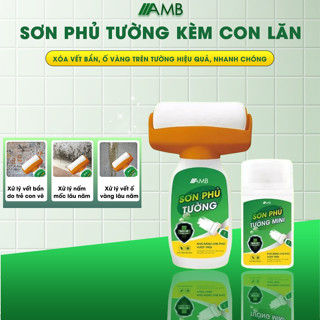 Sơn tường kèm con lăn thông minh xoá vết bẩn, trang trí tường ngày tết lọ 500g màu trắng, trắng ngà và hồng