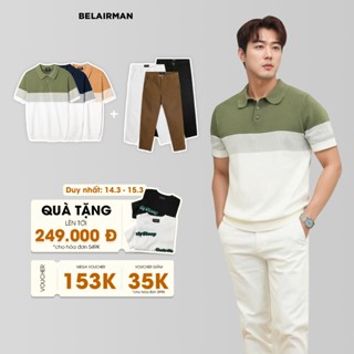  Set đồ nam thanh lịch gồm áo polo dệt kim ROCAS phối quần dài kaki KARTO Bộ đồ nam phong cách - BELAIRMAN 