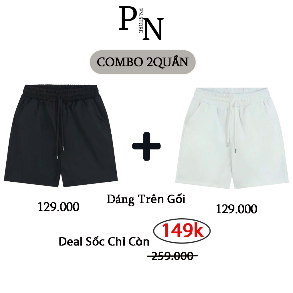 (Combo 2 Quần Short) Kaki Dù PN Store1993 dáng Trên Gối Bản Nâng Cấp đường May Menswear Nam Kem Nhung QS03