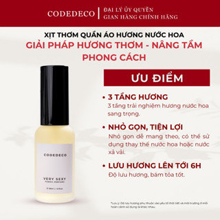 Xịt thơm hương nước hoa CODEDECO Very Sexy 30ml Ngọt ngào, Quyến rũ, độ lưu hương lên tới 6h