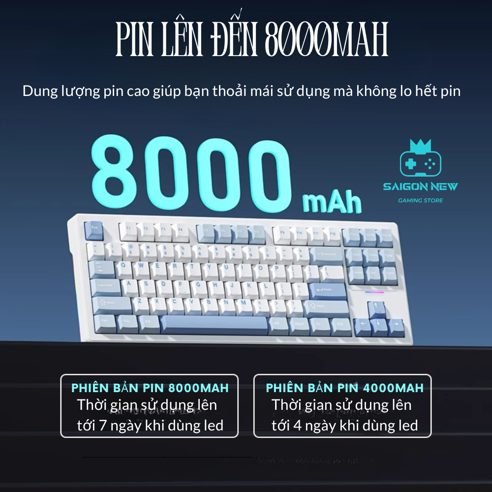Bàn phím cơ không dây Weikav WK87 - Hỗ trợ hotswap mạch xuôi - LED RGB có app - 3 mode kết nối | BigBuy360 - bigbuy360.vn