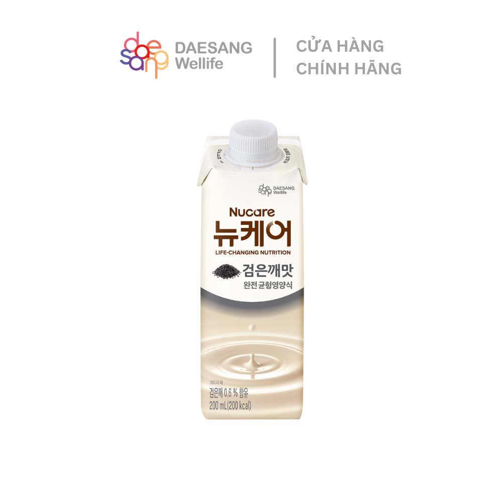 DAESANG WELLIFE Sữa dinh dưỡng NUCARE vị mè đen 200ml - Sữa cao năng lượng với 22 loại vitamin, khoá