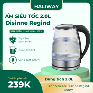 Ấm Siêu Tốc HALIWAY Thủy Tinh Cao Cấp 2.0L Bubbleboil Công Suất 1500w AN2