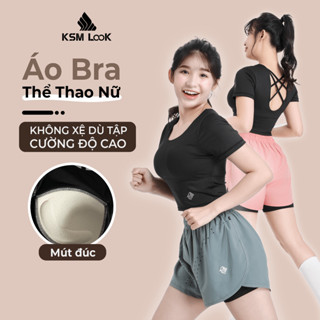 Áo bra tập gym nữ KSM, áo tập có mút ngực, áo thun tập gym, yoga, aerobic, chất vải thoáng khí co giãn - ABR02