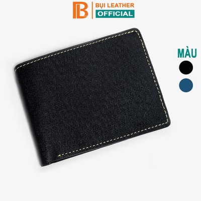 Ví nam da saffiano V128 sơn cạnh, bóp nam da thật nhiều ngăn chứa tiền chứa thẻ, dáng ngang không có khóa kéo