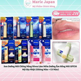 Son Dưỡng Môi Chống Nắng Nivea Làm Mềm Dưỡng Ẩm Hồng Môi SPF26  Nội Địa Nhật (Không Màu + Có Màu)
