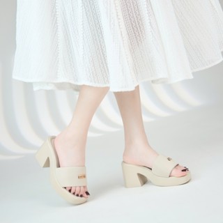 Dép cao gót MWC G050 - Dép Cao Gót Đế Đúc, Guốc Cao Gót 8cm Bản Ngang Đính Khóa Thời Trang