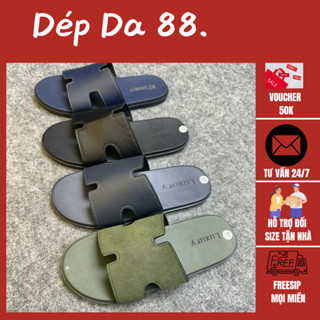 Dép chữ H nam lê Da đế cao su khâu dép HM nam