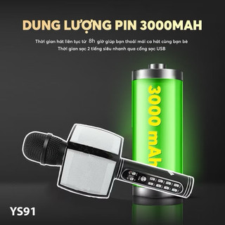 Mic Bluetooth YS-91, kiểu dáng đẹp, míc hát nhẹ, giá mềm