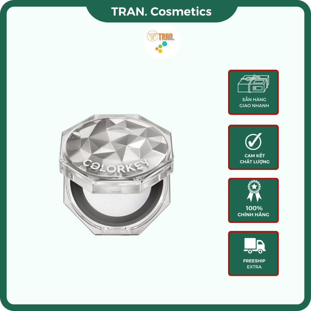 Phấn Phủ Colorkey, Phấn Phủ Dạng Bột Colorkey Siêu Mịn Giúp Lớp Trang Điểm Tự Nhiên 8g - TRAN. Cosme