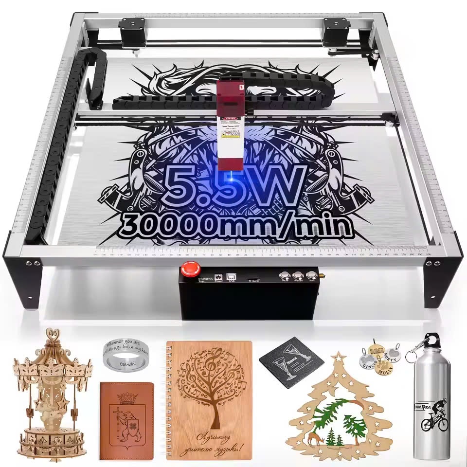 Combo máy khắc laser 40x40 Pro, máy khắc lấy nét laser siê u mịn 400x40mm chuyên dùng khắc gỗ, da,..