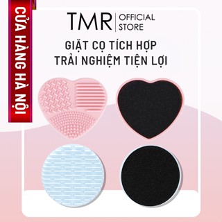  Hộp vệ sinh cọ trang điểm TMR Silicon nhựa cao cấp 2 trong 1 làm sạch cọ khô ướt 