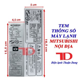 Tem thông số máy lạnh MITSUBISHI nội địa