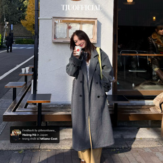 Áo khoác mangto dạ dáng dài suông rộng, hai lớp kèm đai MILANO COAT (+15% phí sàn) (T-Ju thiết kế)