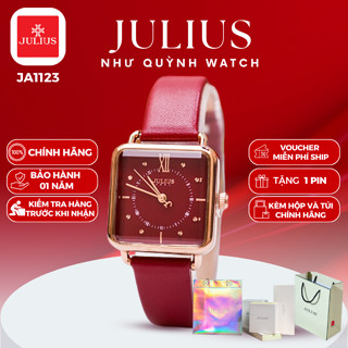 Đồng Hồ Nữ JA-1123 Julius Hàn Quốc Mặt size 2,6cm hình chữ nhật (Đỏ)