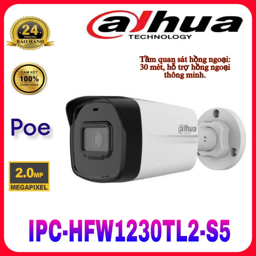 Camera IP hồng ngoại 2.0 Megapixel DAHUA DH-IPC-HFW1230TL2-S5