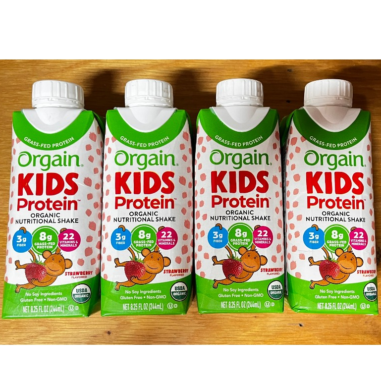 [ Date 10/26 ] Combo 4 Hộp Sữa Protein hữu cơ Orgain Kids Protein Vị Dâu 244ml x 4