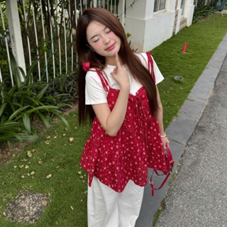 Set áo babydoll hoa nhí phối dây buộc nơ HAVANA SAT321