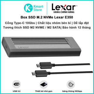  Box SSD Lexar E350 | SSD M2 NVME   M2 SATA | Chuẩn USB 3.2 Gen 2 | 10Gbps | Vỏ nhôm bền bỉ | Bảo hành 1 năm 
