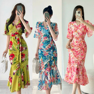 Đầm Midi Lụa Đuôi Cá Cổ V Kèm Belt Sang Chảnh A2047 - Thời Trang Nữ, Đầm Dự Tiệc, Đầm Công Sở 🌟