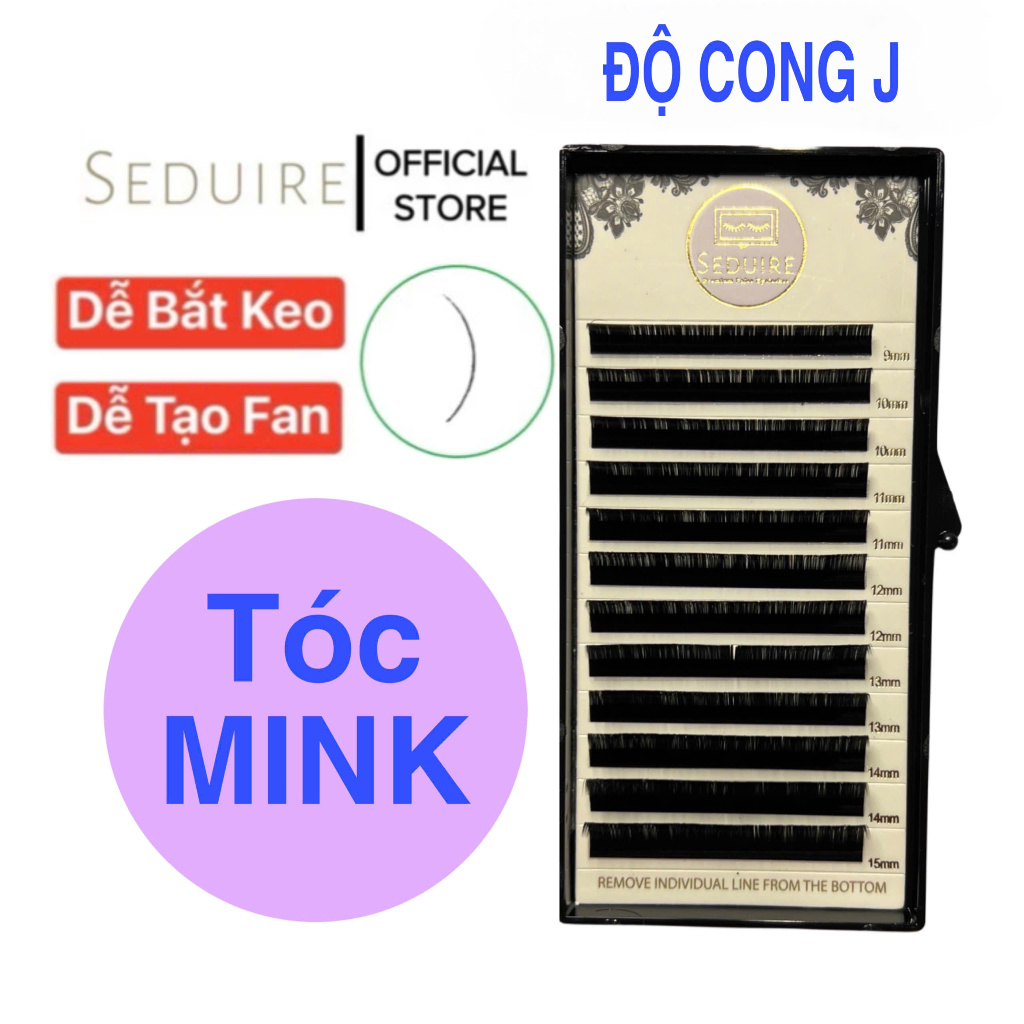 Mi khay SEDUIRE độ cong J (12 hàng), tóc MINK