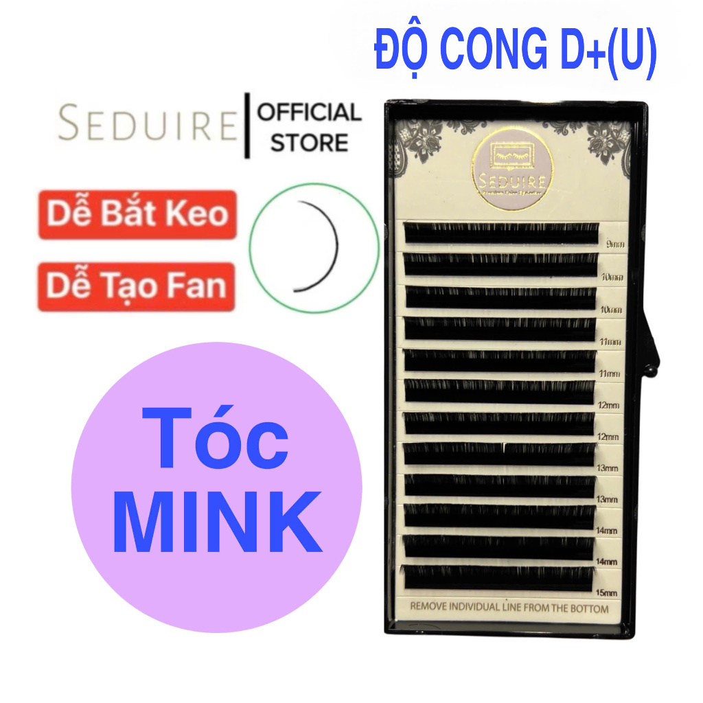 Mi khay SEDUIRE độ cong D+(U) (12 hàng), tóc MINK