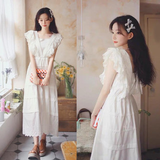 Đầm maxi thô ren phối bèo đi chơi đi du lịch cho các nàng tiểu thư A2391
